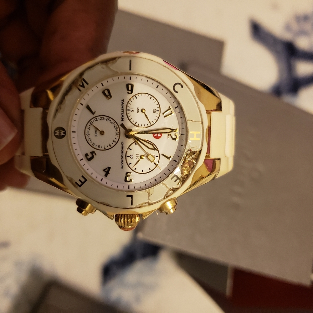 Michele Gold Tone Stainless Steel Jelly Watch